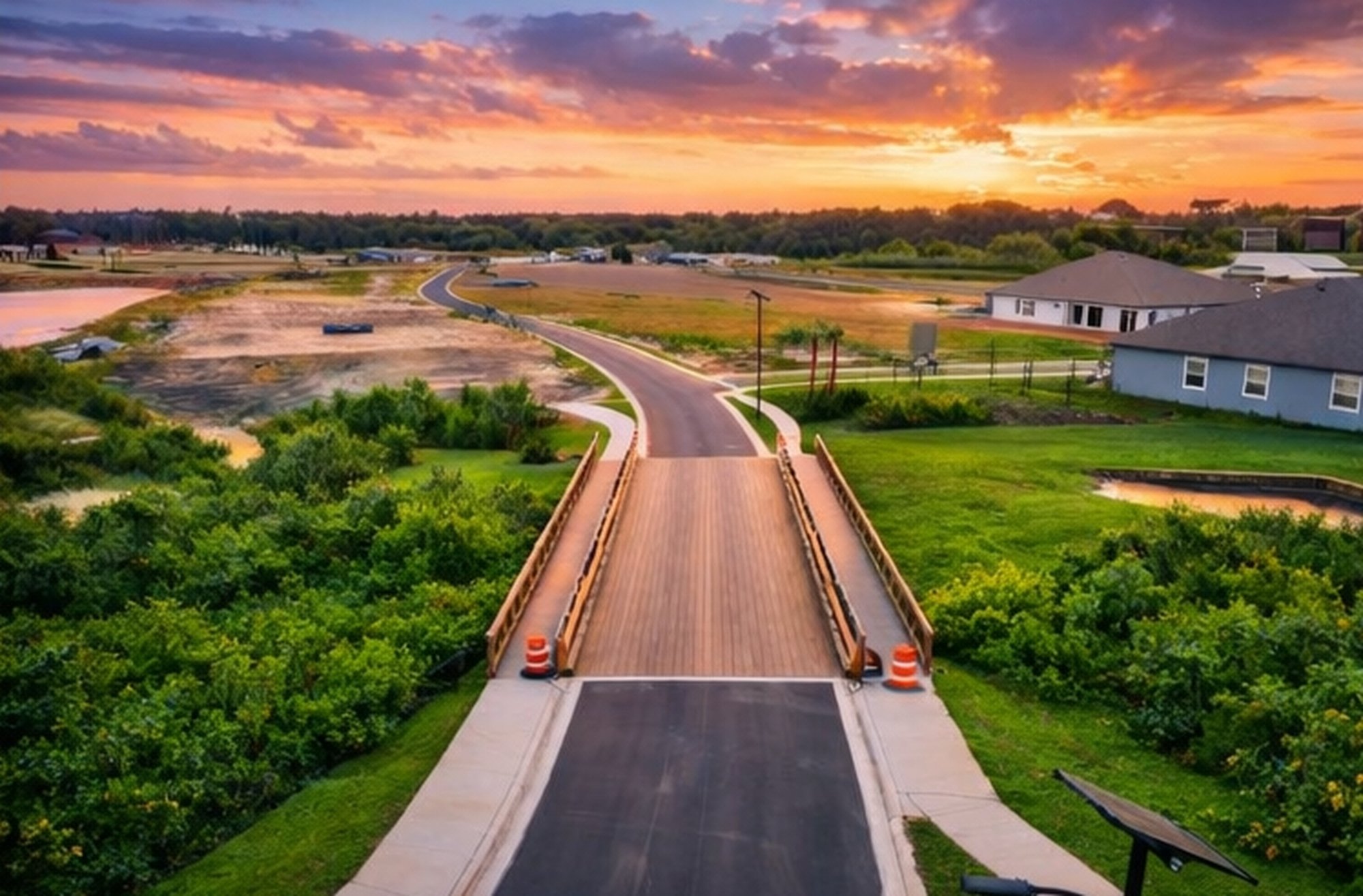 Applewood Bridge Detail Sunset — AeroLakeland drone photography