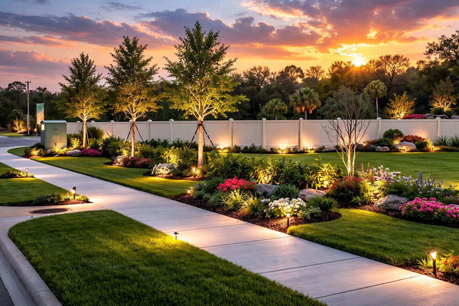 Applewood Landscaping Night — AeroLakeland drone photography