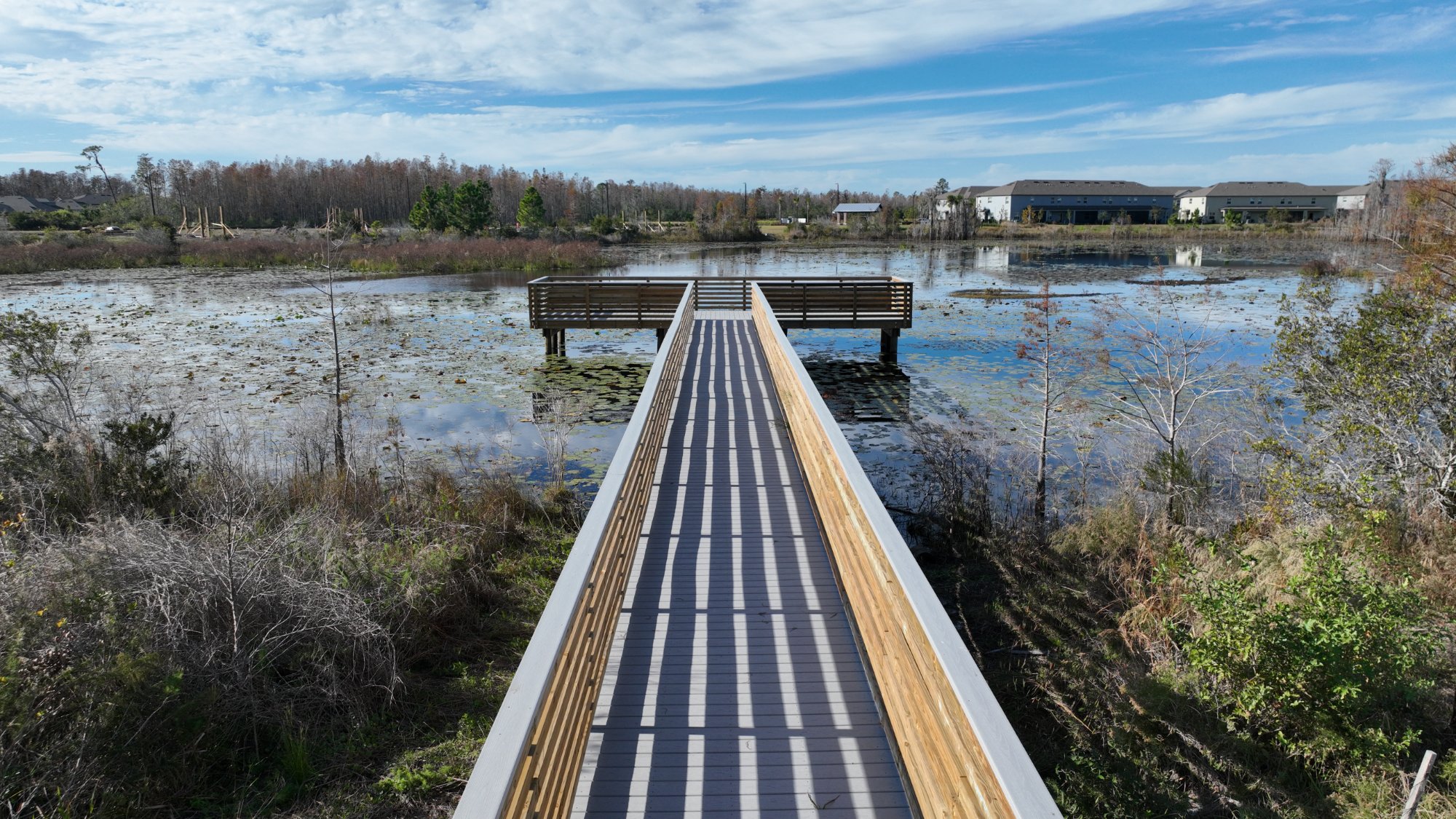 Boardwalk Wetland Dock Ground — AeroLakeland drone photography